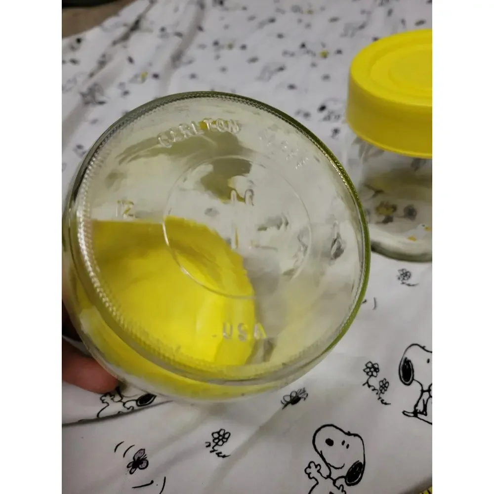 Vintage Carlton Glass 1982 Yellow Duck Canister Lidded Jar X 2